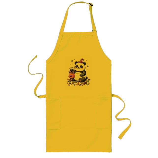 Chubby Halloween Panda with Candy Belly & Witch Ha Long Apron (Front)
