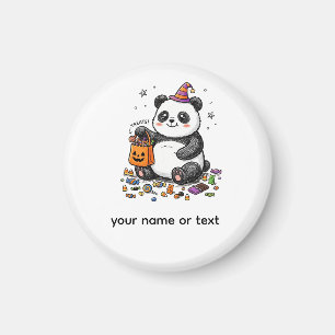 Chubby Halloween Panda with Candy Belly & Witch Ha Magnet