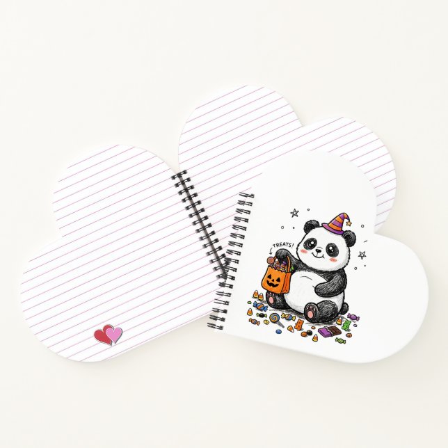 Chubby Halloween Panda with Candy Belly & Witch Ha Notebook (Inside)
