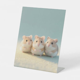 Chubby Hamster Trio Friendship Moments Pedestal Sign