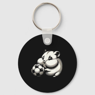 Chubby Hamster With Soccer Ll Cartoon Kawaii  Key Ring