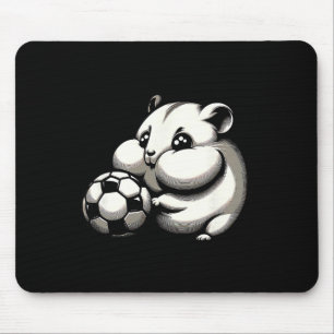 Chubby Hamster With Soccer Ll Cartoon Kawaii Mouse Pad