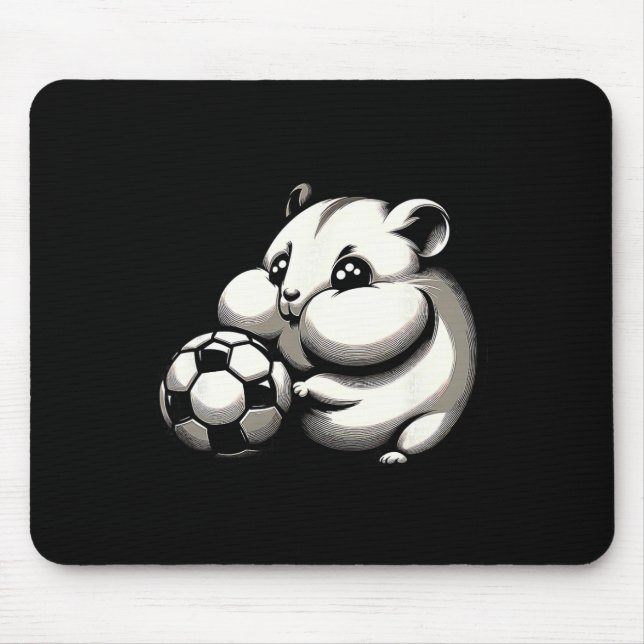 Chubby Hamster With Soccer Ll Cartoon Kawaii  Mouse Pad (Front)