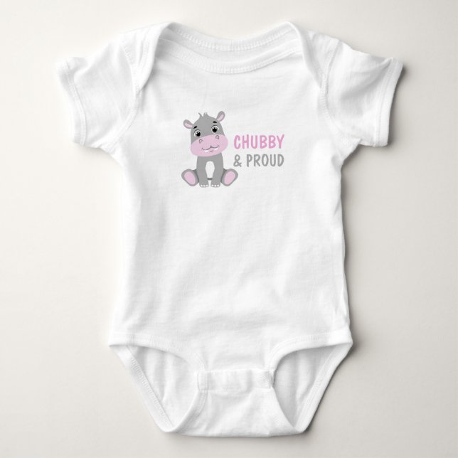 Chubby Hippo Funny Baby Romper Bodysuit (Front)