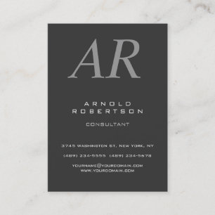 Chubby Italic Grey Monogram Business Card