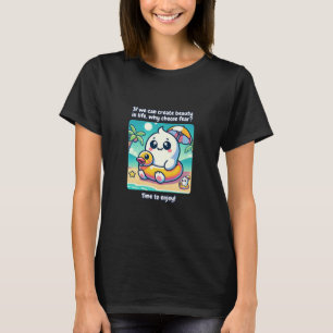 Chubby Kawaii Ghost with Duck Floatie T-Shirt