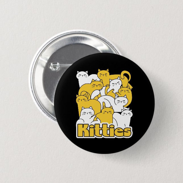 Chubby Kitties Design - Adorable Cat Art 6 Cm Round Badge (Front & Back)