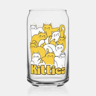 Chubby Kitties Design - Adorable Cat Art Can Glass