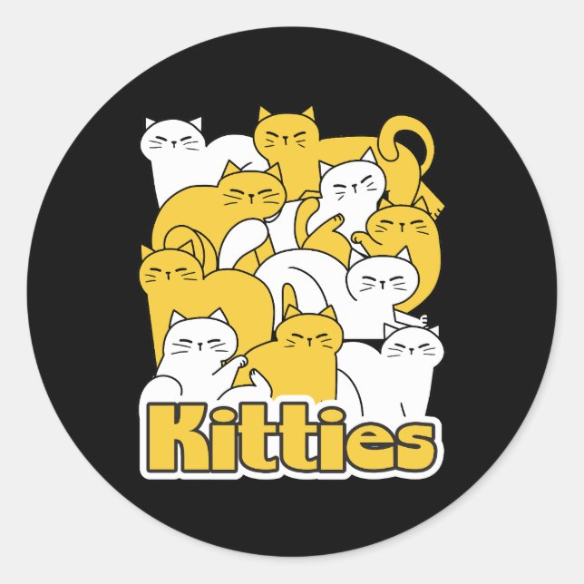 Chubby Kitties Design - Adorable Cat Art Classic Round Sticker (Front)
