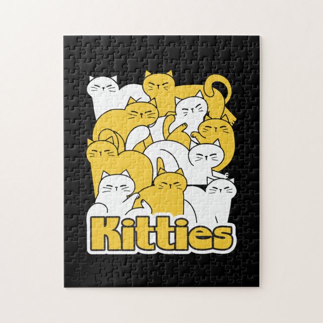 Chubby Kitties Design - Adorable Cat Art Jigsaw Puzzle (Vertical)