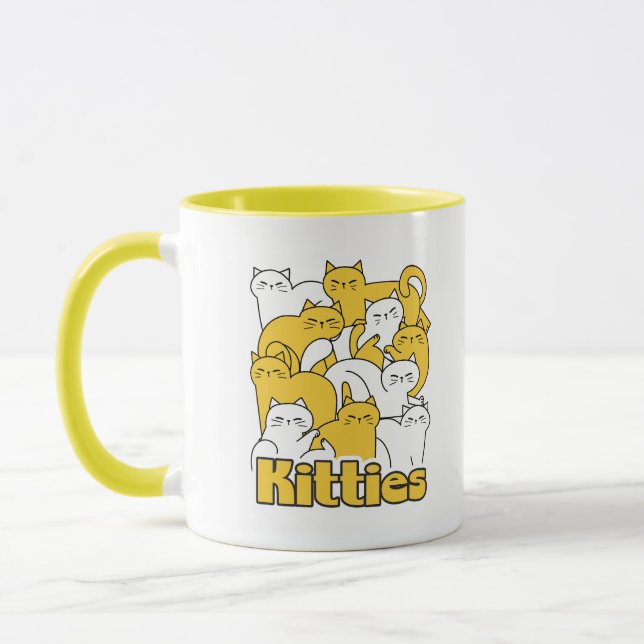Chubby Kitties Design - Adorable Cat Art Mug (Left)