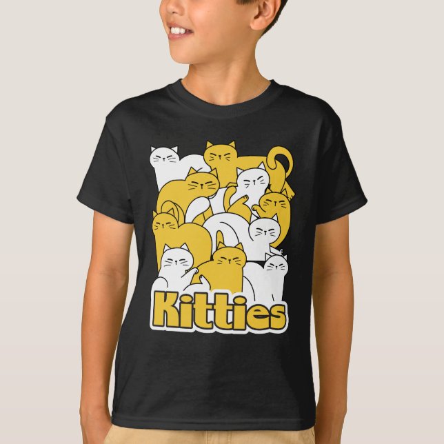 Chubby Kitties Design - Adorable Cat Art T-Shirt (Front)