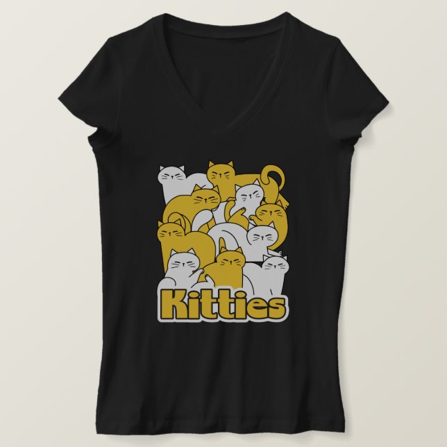 Chubby Kitties Design - Adorable Cat Art T-Shirt (Design Front)