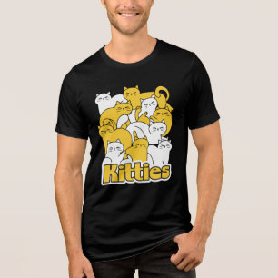 Chubby Kitties Design - Adorable Cat Art Tri-Blend Shirt