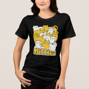 Chubby Kitties Design - Adorable Cat Art Tri-Blend Shirt