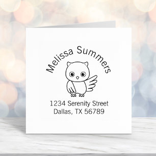 Chubby Little Owl Address Self-inking Stamp