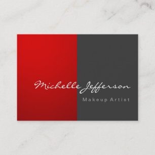 Chubby Makeup Artist Grey Red Business Card