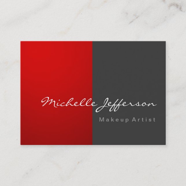Chubby Makeup Artist Grey Red Business Card (Front)