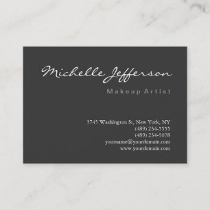 Chubby Makeup Artist Script Grey Business Card