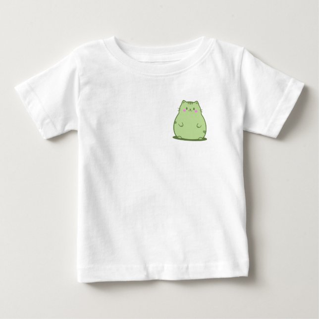 Chubby Matcha Green Kitty Baby T-Shirt (Front)