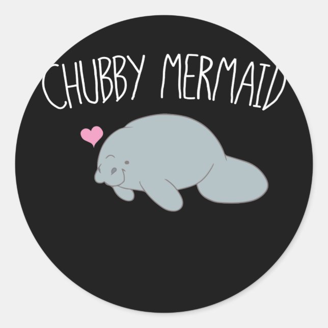 Chubby Mermaid Manatee Sea  Cow Classic Round Sticker (Front)