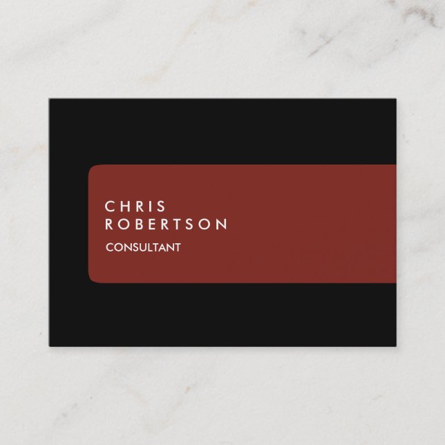 Chubby Modern Black Red Stripe Business Card (Front)