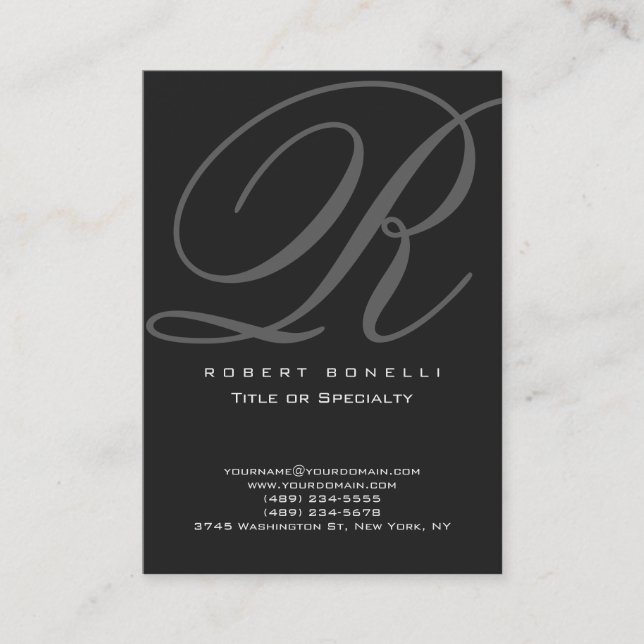 Chubby Modern Calligraphy Monogram Business Card (Front)