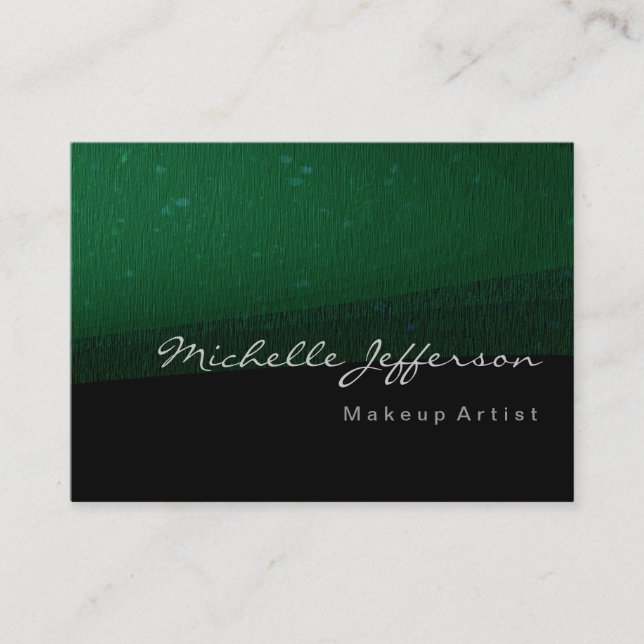 Chubby Modern Green Black Pattern Business Card (Front)