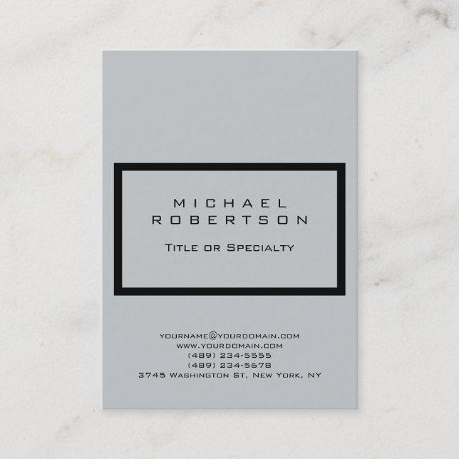 Chubby Modern Grey Clean Business Card (Front)