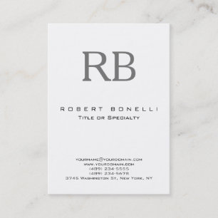 Chubby Modern Grey Monogram White Business Card