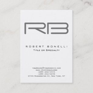 Chubby Modern Grey Monogram White Business Card