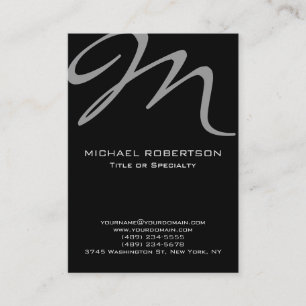 Chubby Modern Monogram Black Clean Business Card