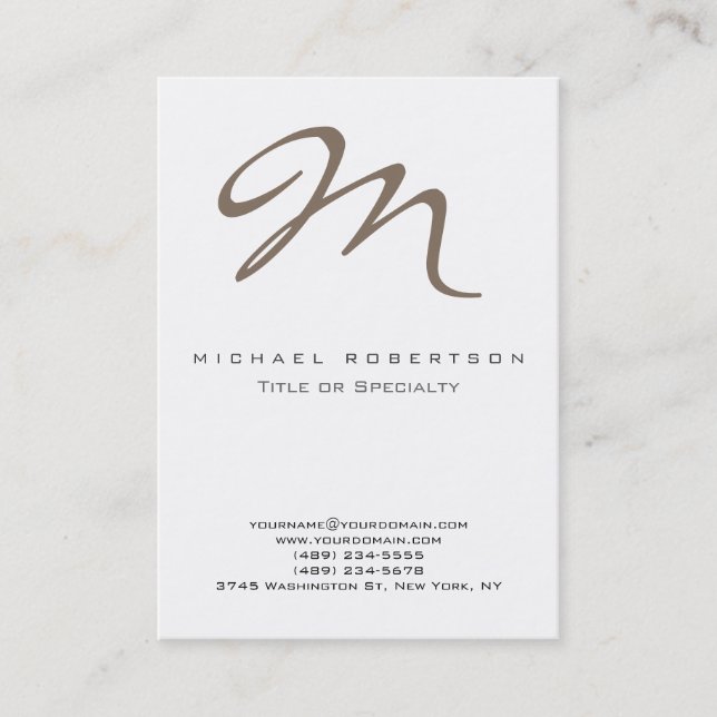 Chubby Modern Trendy Monogram Business Card (Front)