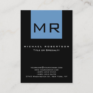 Chubby Monogram Black Blue Stripe Business Card