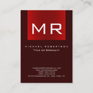 Chubby Monogram Brown Red Clean Business Card