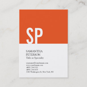 Chubby Monogram Orange White Professional Business Card