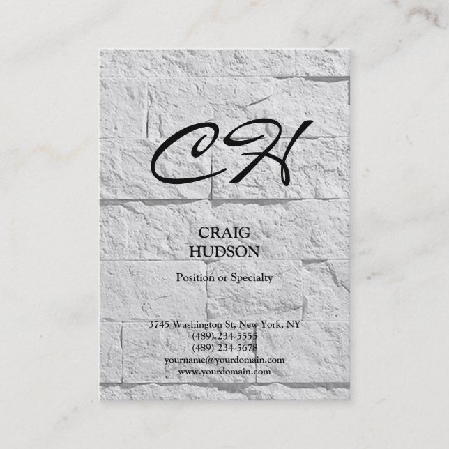 Chubby Monogram Wall Brick Design Business Card (Front)
