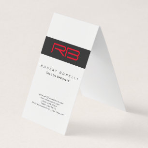 Chubby Monogram White Dark Grey Red Business Card