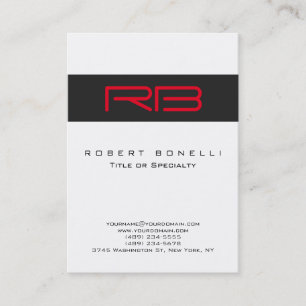 Chubby Monogram White Dark Grey Red Business Card