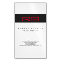 Chubby Monogram White Dark Grey Red Business Card