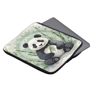 Chubby panda sitting in a lotus pose laptop sleeve