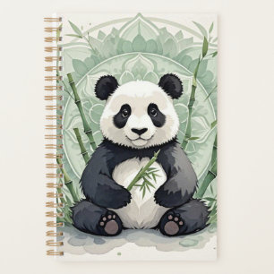 Chubby panda sitting in a lotus pose  planner