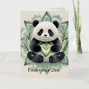 Chubby panda sitting in a lotus pose Zen Foil Greeting Card