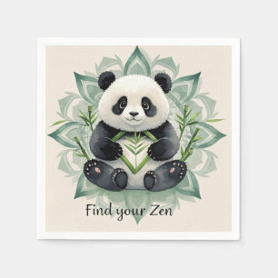 Chubby panda sitting in a lotus pose Zen Napkin