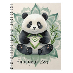 Chubby panda sitting in a lotus pose Zen Notebook