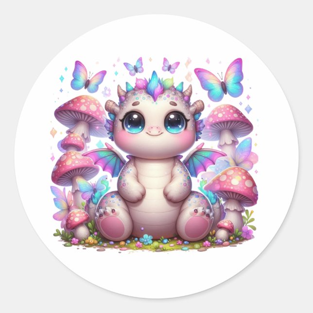 chubby pastel dino classic round sticker (Front)