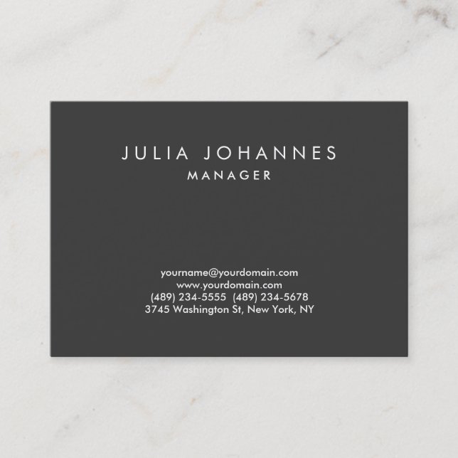 Chubby Professional Grey Plain Trendy Business Card (Front)