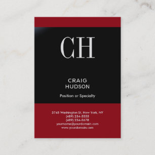 Chubby Red Black Stripe Monogram Business Card