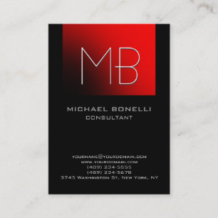 Chubby red stripe black background business card