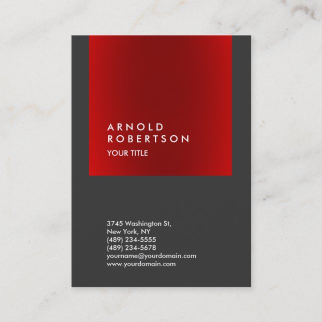 Chubby Red Stripe Grey Professional Business Card (Front)